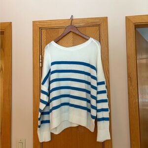 Sonoma Blue and White Striped Sweater